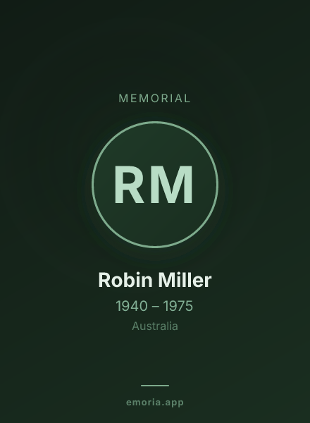 Memorial portrait of Robin Miller