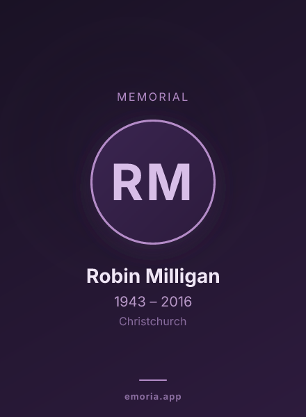 Memorial portrait of Robin Milligan