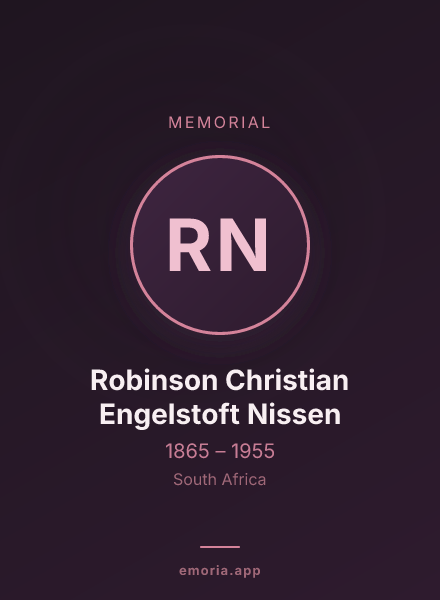 Memorial portrait of Robinson Christian Engelstoft Nissen