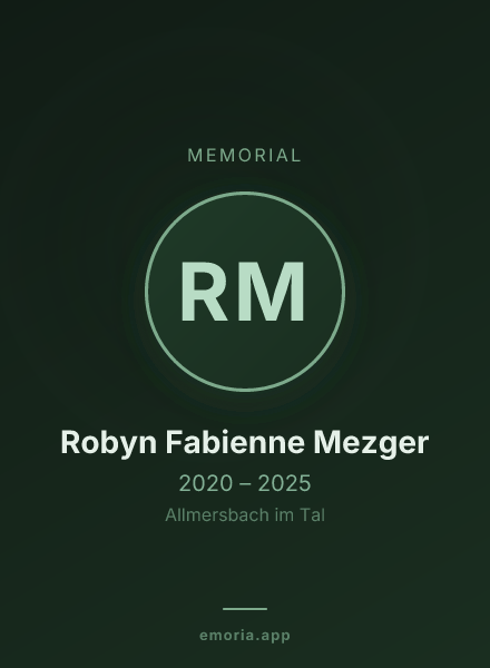 Memorial portrait of Robyn Fabienne Mezger