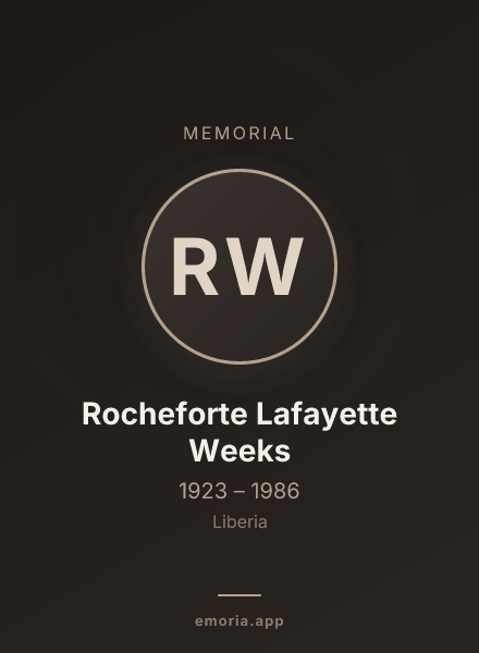 Memorial portrait of Rocheforte Lafayette Weeks