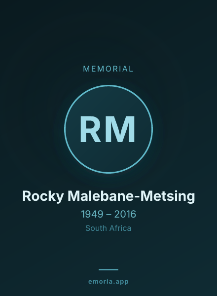 Memorial portrait of Rocky Malebane-Metsing