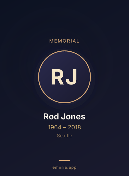 Memorial portrait of Rod Jones