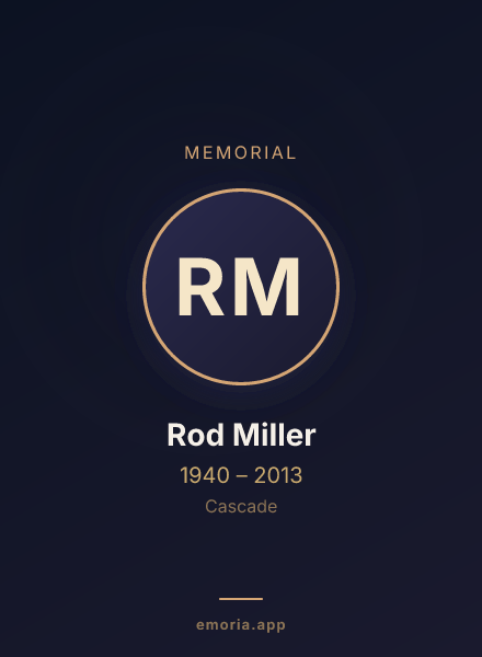 Memorial portrait of Rod Miller
