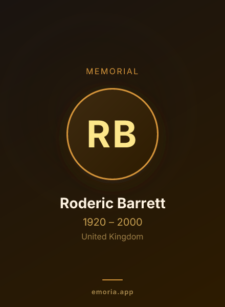 Memorial portrait of Roderic Barrett
