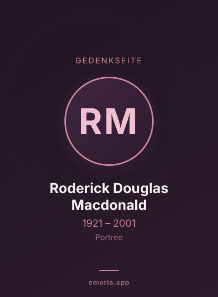 Gedenkportrait von Roderick Douglas Macdonald