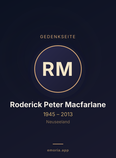 Gedenkportrait von Roderick Peter Macfarlane