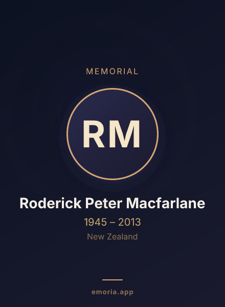 Memorial portrait of Roderick Peter Macfarlane