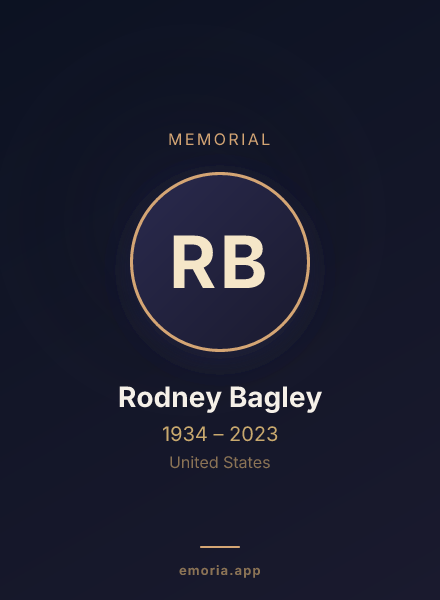 Memorial portrait of Rodney Bagley