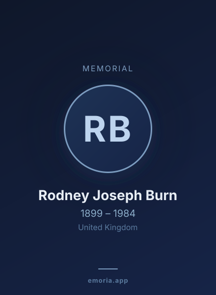 Memorial portrait of Rodney Joseph Burn