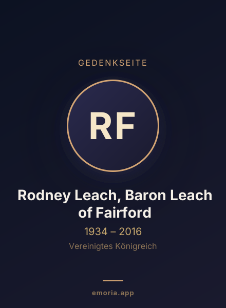 Gedenkportrait von Rodney Leach, Baron Leach of Fairford