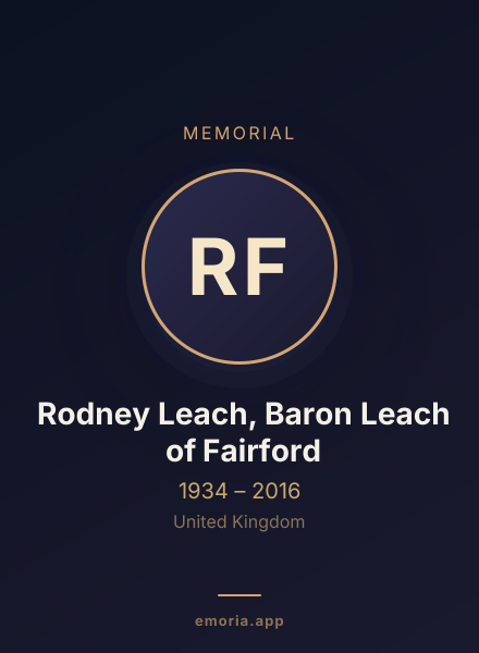 Memorial portrait of Rodney Leach, Baron Leach of Fairford
