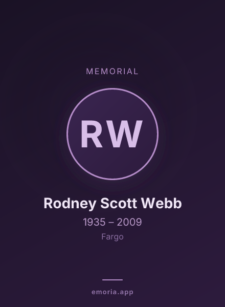 Memorial portrait of Rodney Scott Webb