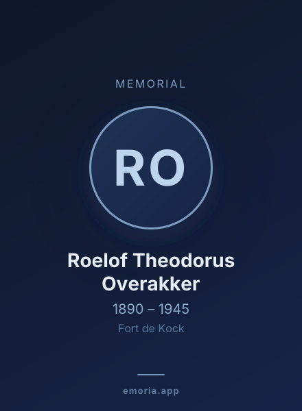 Memorial portrait of Roelof Theodorus Overakker