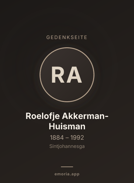 Gedenkportrait von Roelofje Akkerman-Huisman