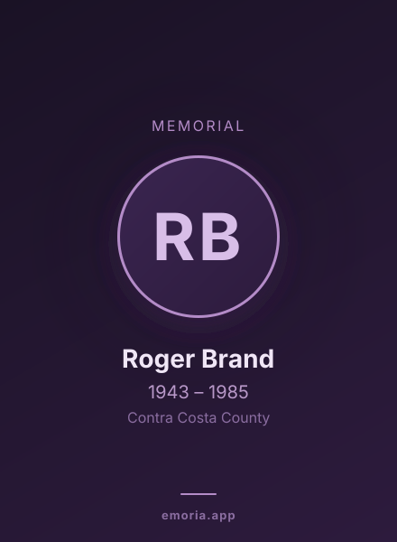 Memorial portrait of Roger Brand