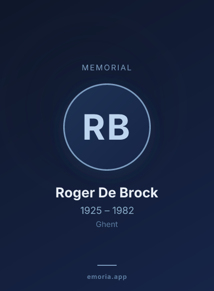 Memorial portrait of Roger De Brock