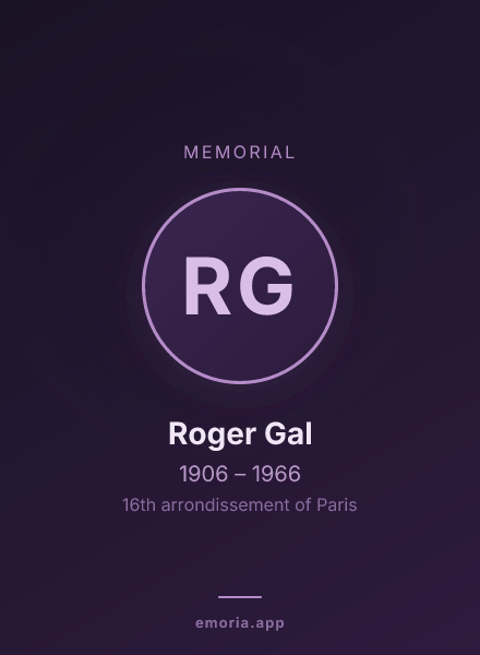 Memorial portrait of Roger Gal
