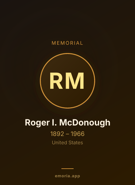 Memorial portrait of Roger I. McDonough