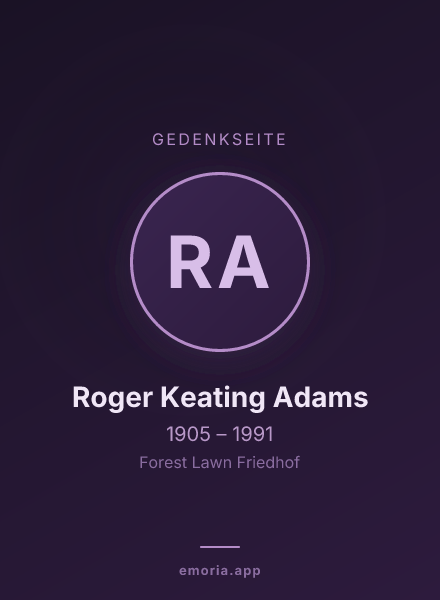 Gedenkportrait von Roger Keating Adams