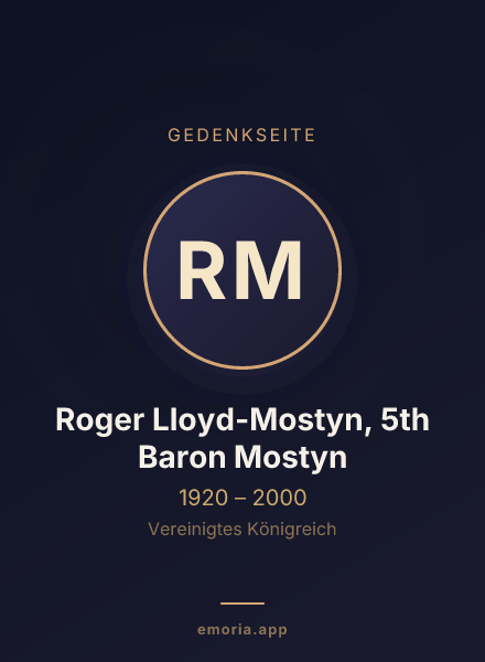 Gedenkportrait von Roger Lloyd-Mostyn, 5th Baron Mostyn