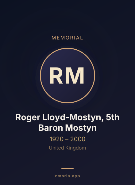 Memorial portrait of Roger Lloyd-Mostyn, 5th Baron Mostyn