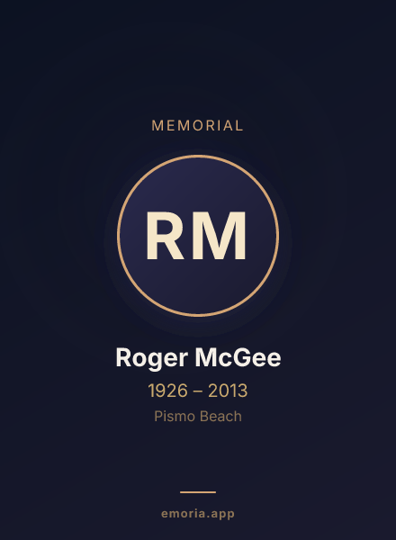 Memorial portrait of Roger McGee