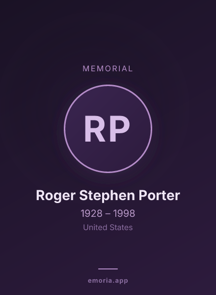 Memorial portrait of Roger Stephen Porter