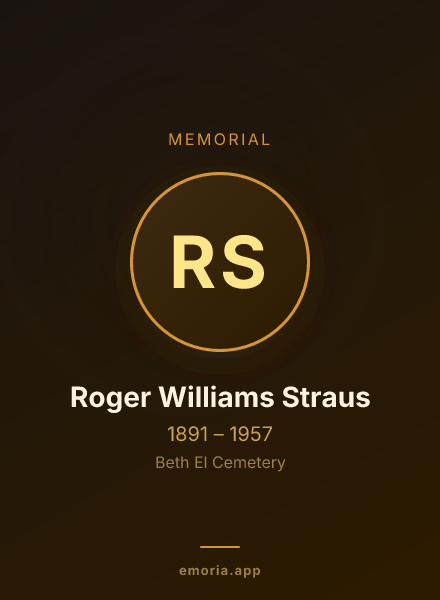 Memorial portrait of Roger Williams Straus