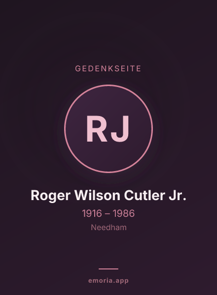 Gedenkportrait von Roger Wilson Cutler Jr.