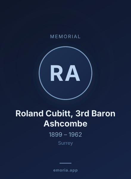 Memorial portrait of Roland Cubitt, 3rd Baron Ashcombe