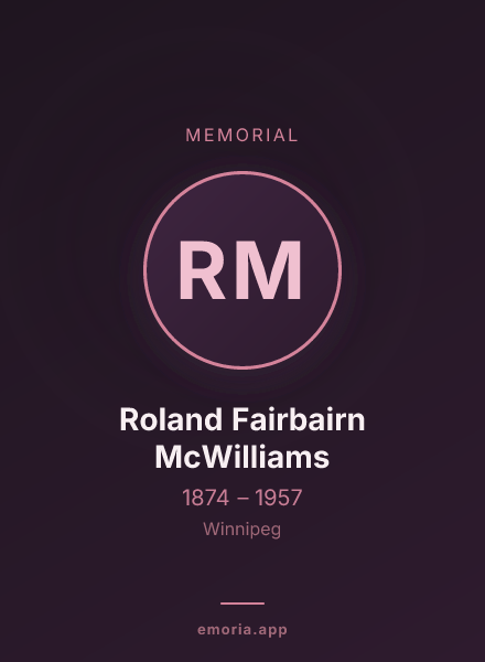 Memorial portrait of Roland Fairbairn McWilliams