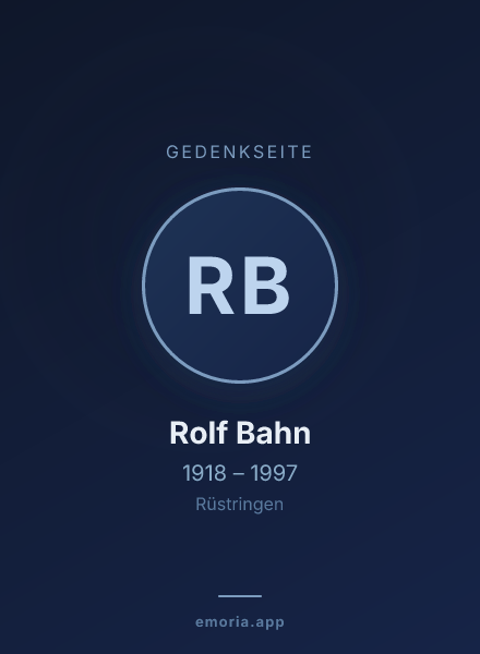 Gedenkportrait von Rolf Bahn