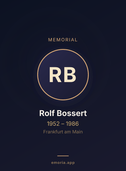 Memorial portrait of Rolf Bossert