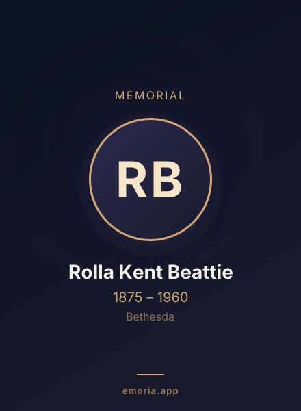 Memorial portrait of Rolla Kent Beattie