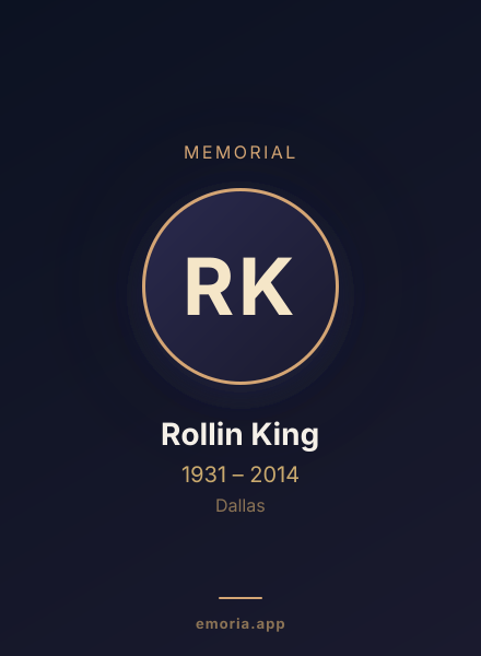 Memorial portrait of Rollin King
