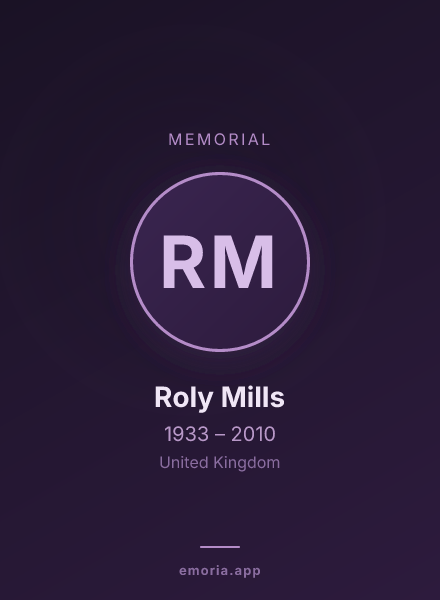 Memorial portrait of Roly Mills
