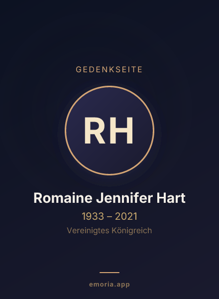 Gedenkportrait von Romaine Jennifer Hart