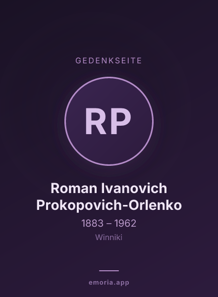 Gedenkportrait von Roman Ivanovich Prokopovich-Orlenko