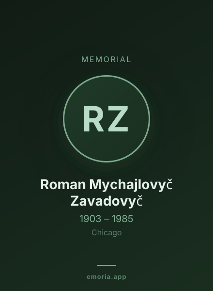 Memorial portrait of Roman Mychajlovyč Zavadovyč