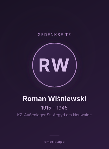Gedenkportrait von Roman Wiśniewski