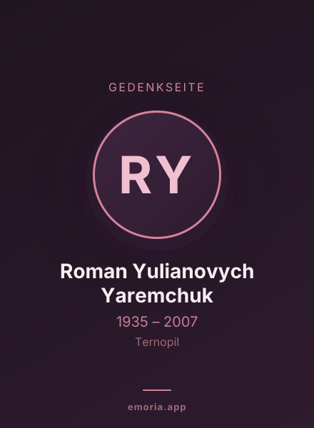 Gedenkportrait von Roman Yulianovych Yaremchuk