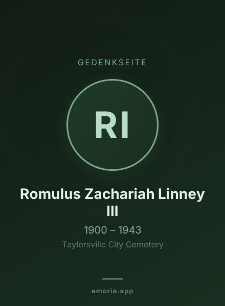 Gedenkportrait von Romulus Zachariah Linney III