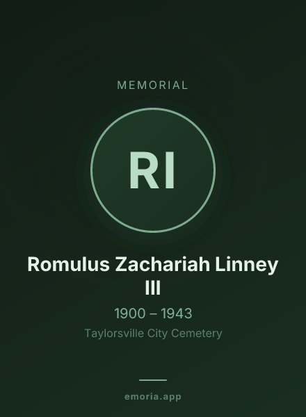 Memorial portrait of Romulus Zachariah Linney III