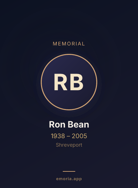 Memorial portrait of Ron Bean