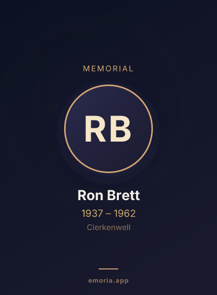 Memorial portrait of Ron Brett