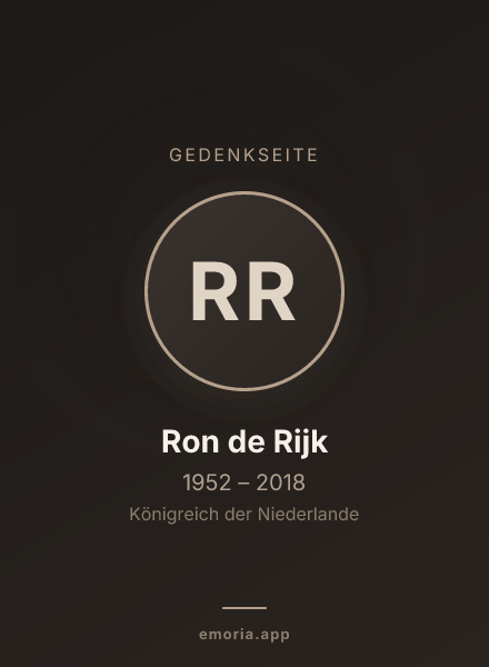 Gedenkportrait von Ron de Rijk