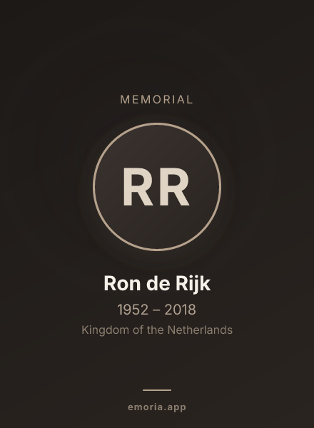 Memorial portrait of Ron de Rijk
