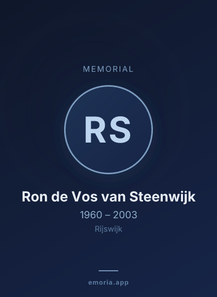Memorial portrait of Ron de Vos van Steenwijk
