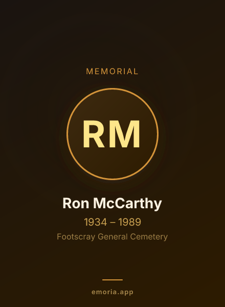 Memorial portrait of Ron McCarthy